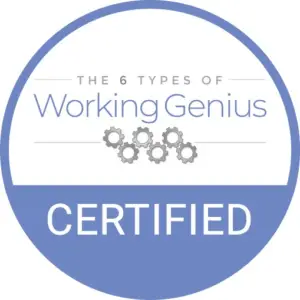 badge showinng the 6 types of working genius certification